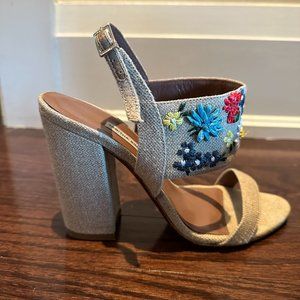 Tabitha Simmons beige neutral canvas heels